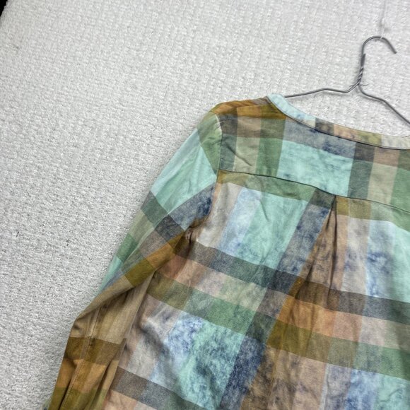 Anthropologie Isabella Sinclair Shirt Womens S Flannel Popover Plaid Tunic Boho - Picture 11 of 14